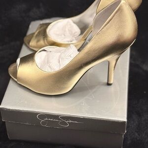 Jessica Simpson Shimmering Gold Heels